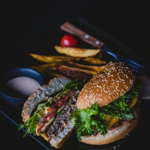 pexels-photo-1199958-1199958-1 Savor this classic cheeseburger with fries, perfect for lunch or dinner.